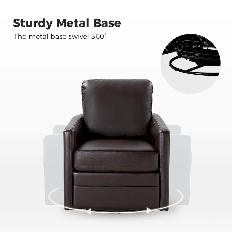 Terrance Transitional Swivel Faux Leather Barrel Chair with Metal Base Set of 2