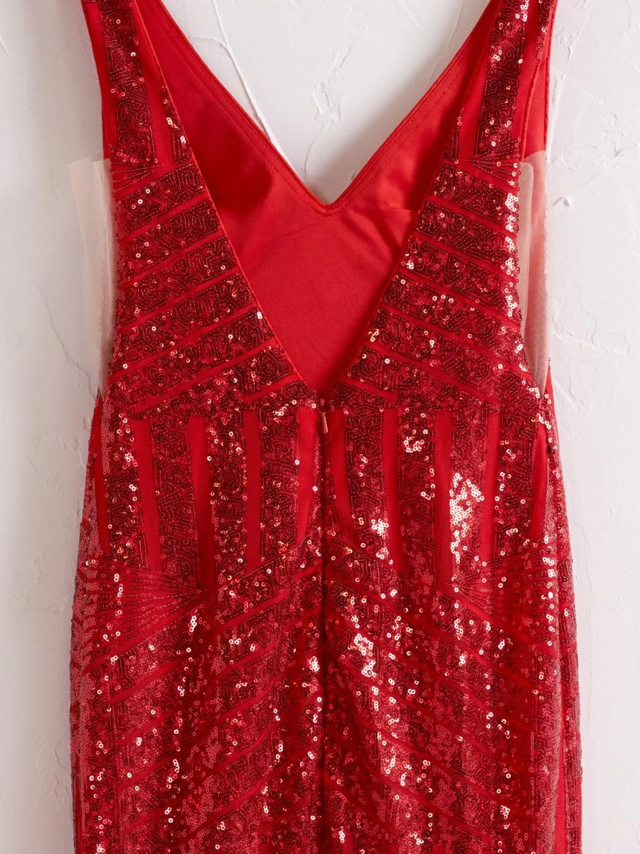 Deep V Neck Pink Sequins Mermaid Long Prom Dress