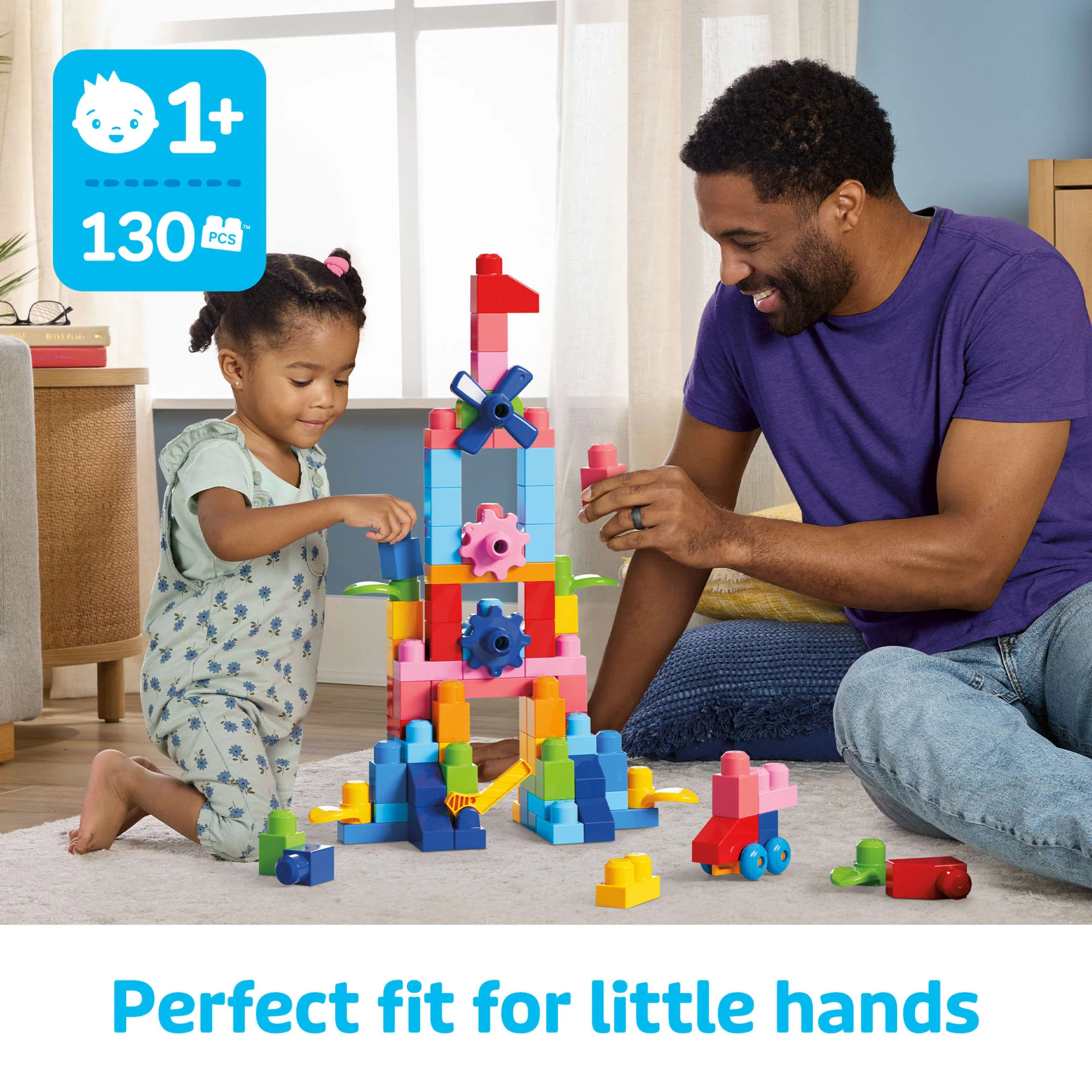 MEGA BLOKS First Builders Big Bag Of Blocks Toy Blocks With Storage Bag (130 Pieces) For Toddler