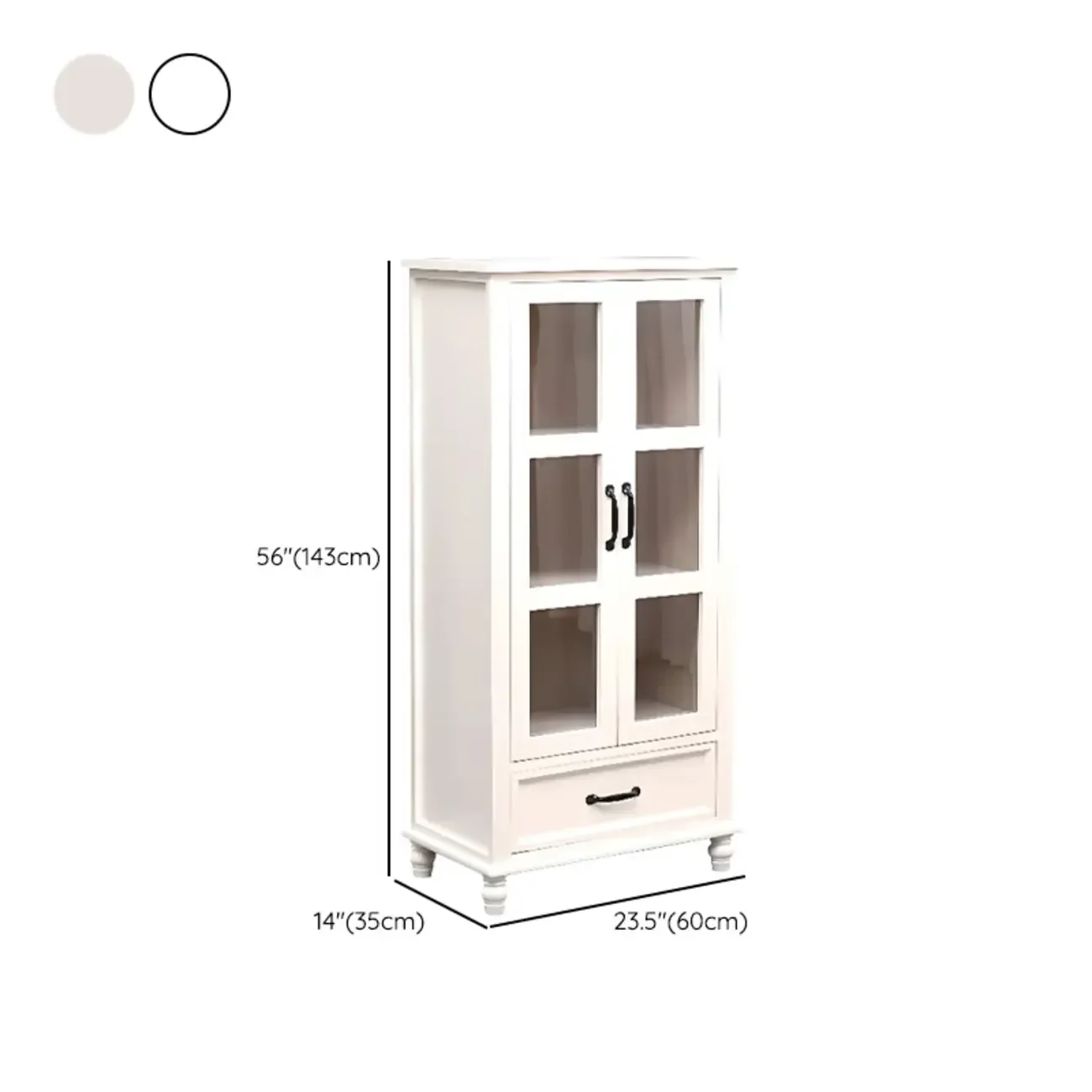 Freestanding Solid Wood White Cabinet with Drawers
