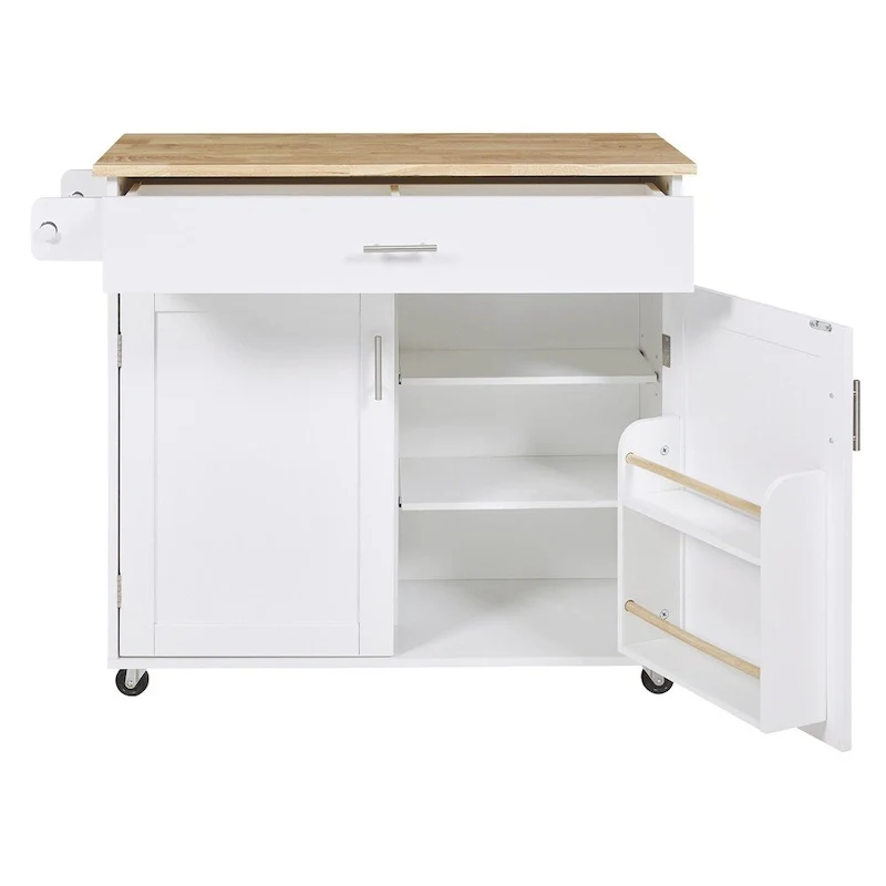 Rolling Kitchen Cart with Adjustable Shelf Tower Rack and Rubber Top - N/A