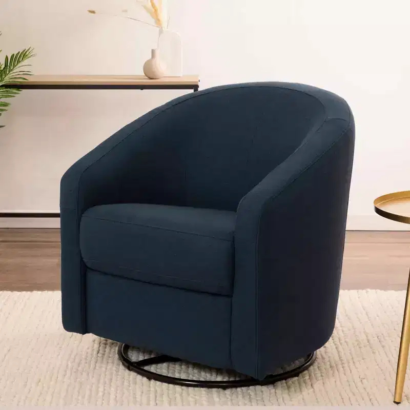 Swivel Glider Chair with 360° Rotation, Upholstered Seat, 30.5