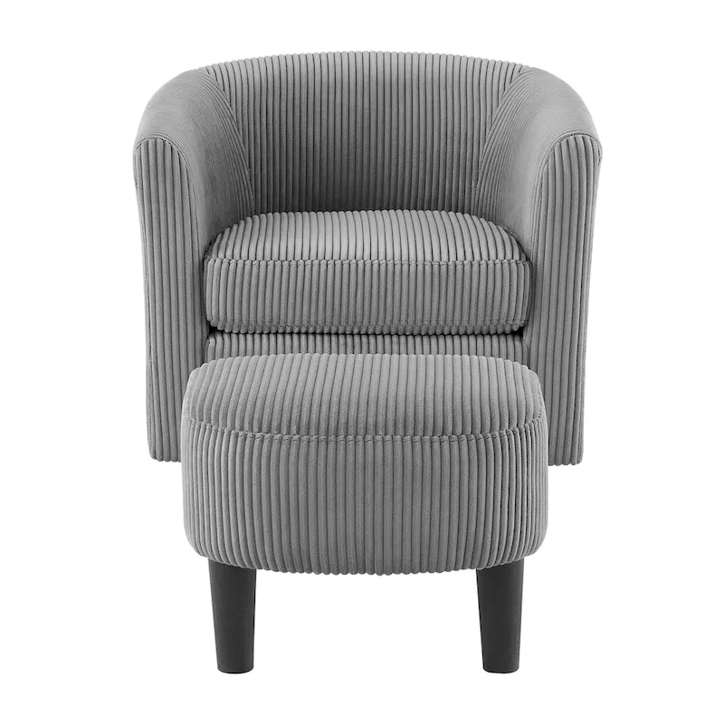 Grey Modern 26.4 Swivel Arm Chair with Ottoman