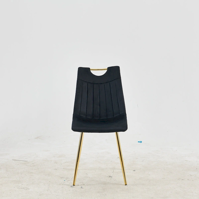 Gold+Black 23.22 Armless Dining Chairs with Elegant Golden Legs (Set of 4)