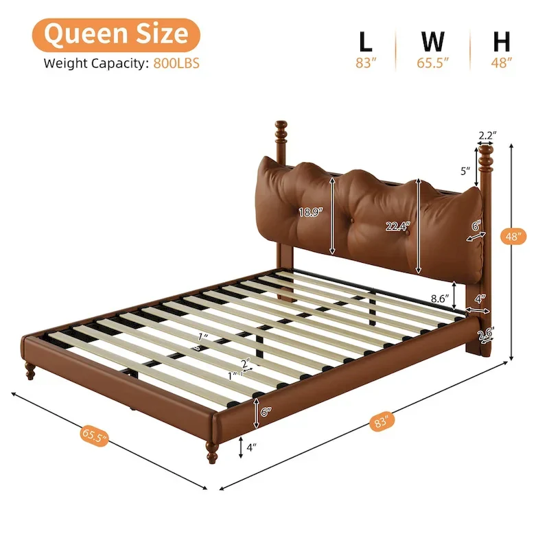 Luxury Upholstered PU Leather Bed