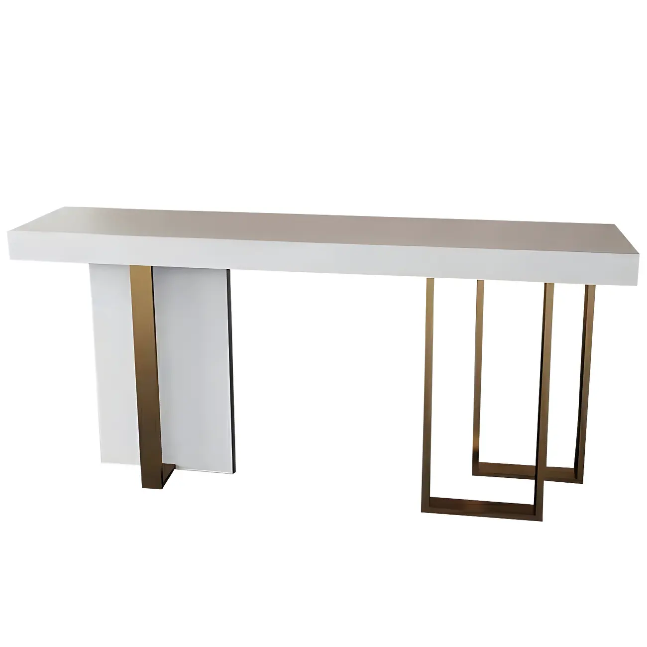 Glam White Faux Marble Gold Legs Bar Tables