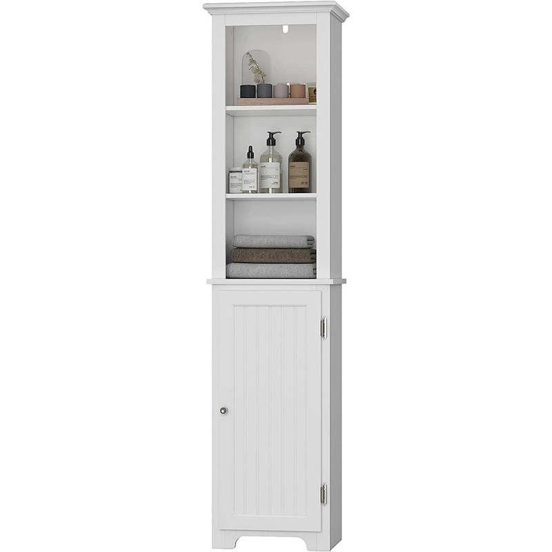 UTEX 64 Freestanding Storage Cabinet, Bathroom Tall Cabinet with Doors and Shelves, Free Standing Linen Tower