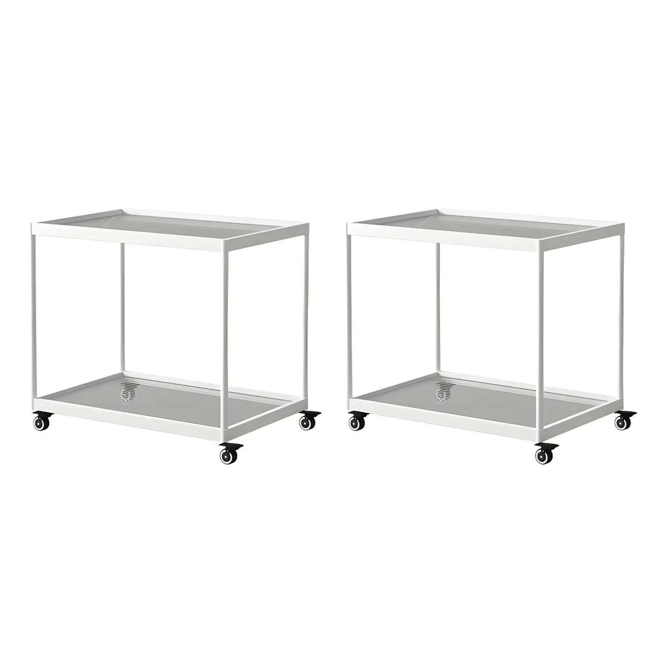 Gold Glass Rectangular Top Shelf Side Table on Wheels