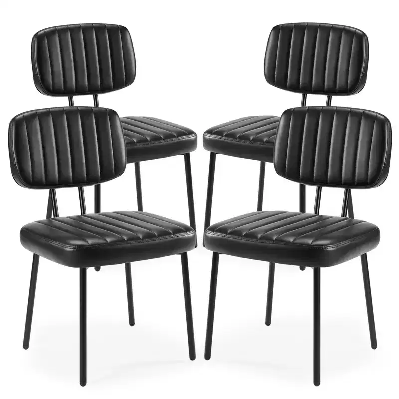JIONJOY Mid Century Modern Faux Leather Upholstery Dining Chair with Metal Legs Set of 4