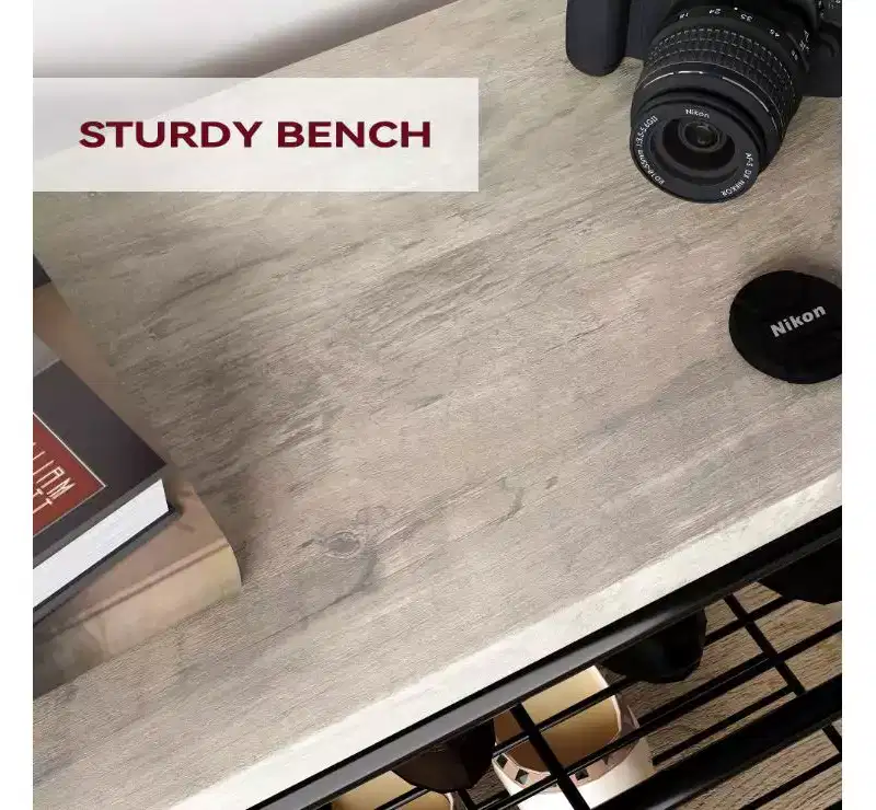 ?Hall Tree with Shoe Bench, Metal + Particle Board, G