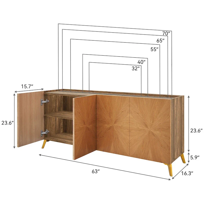 Moasis 63   Solid Wood Sideboard TV Stand