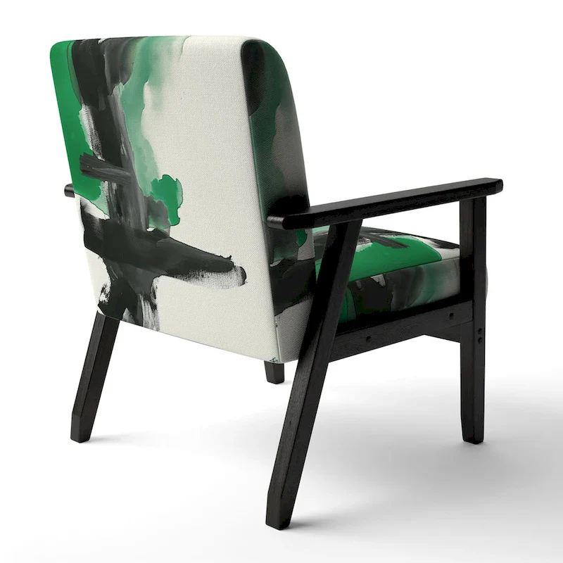 Geometric Black And Teal IV Upholstered Accent Chair