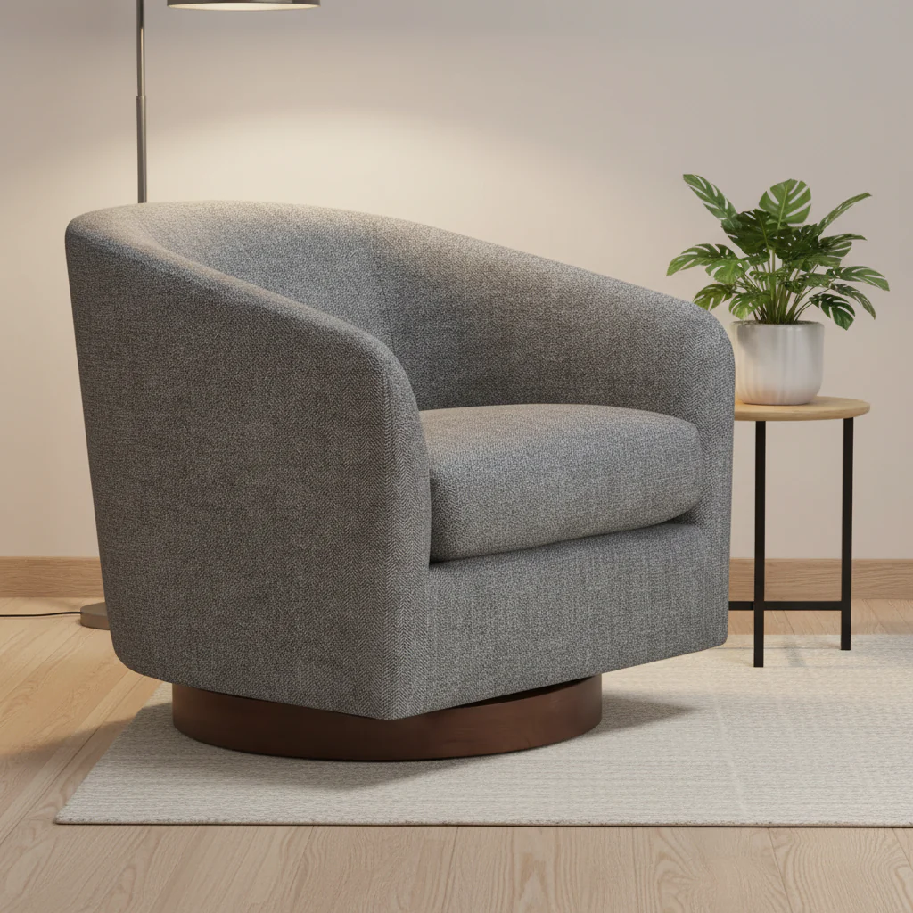 Grey Swivel Accent Chair – Single