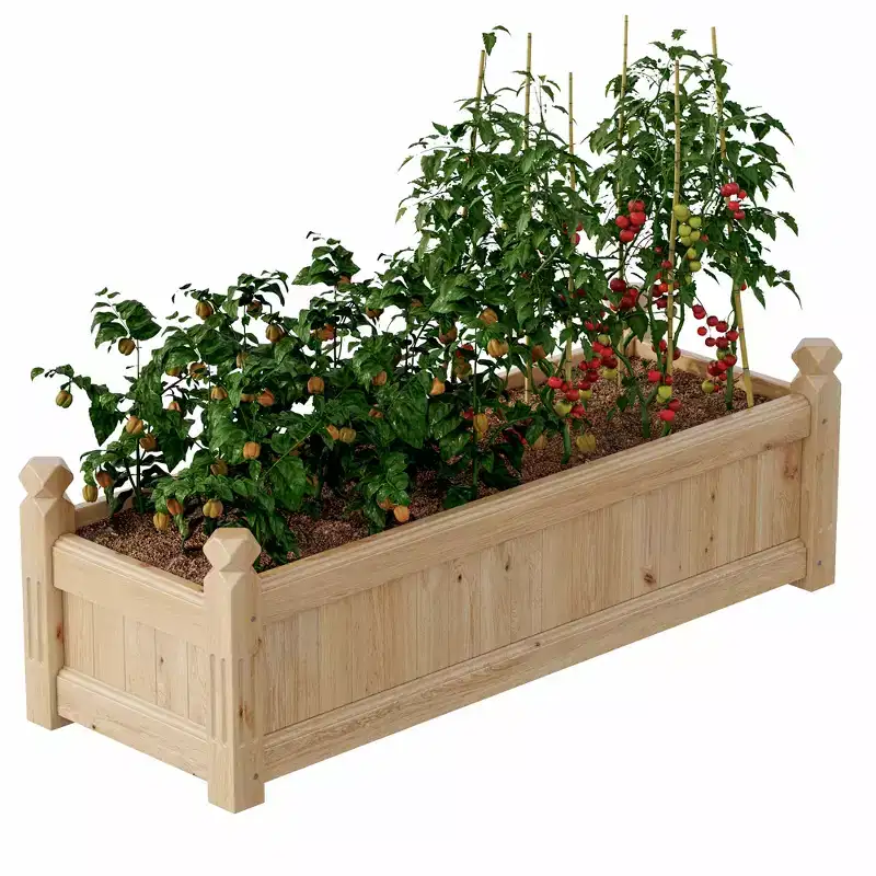 Spacious Wooden Raised Garden Bed - Durable Fir Wood Planter Box, Outdoor Planting Container for Vegetables, Herbs, Flowers, Patio, Balcony, Backyard