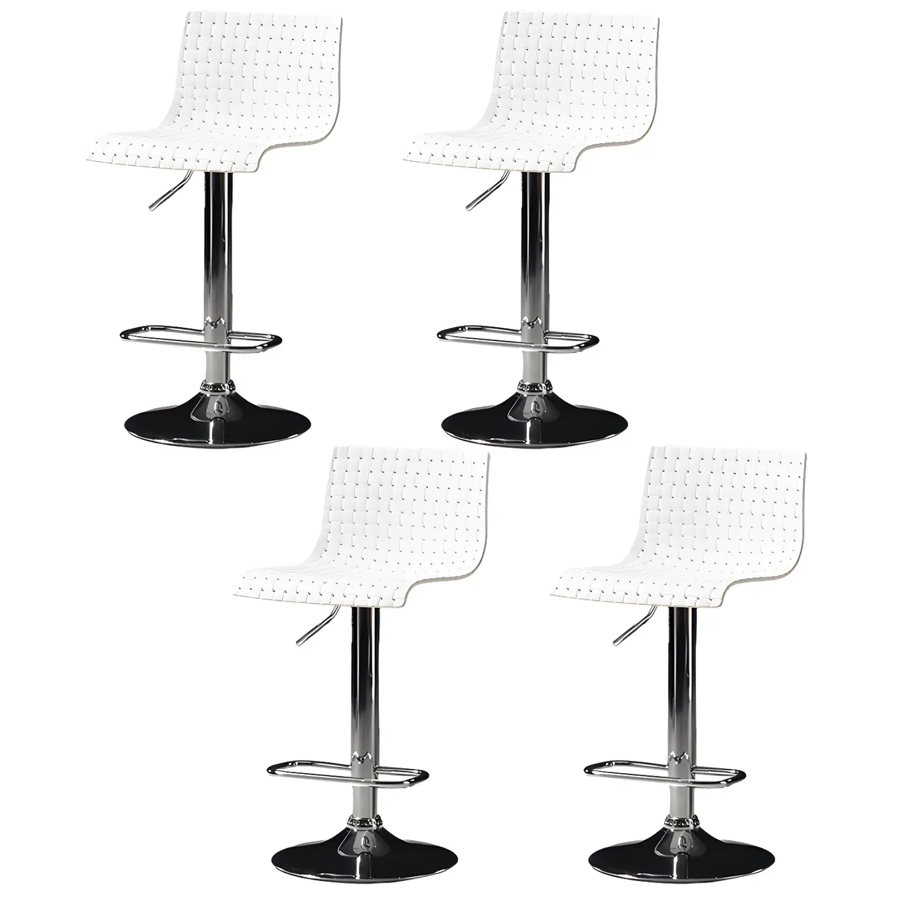 Modern Square Seat Plastic Rattan Adjustable Swivel Bar Stools