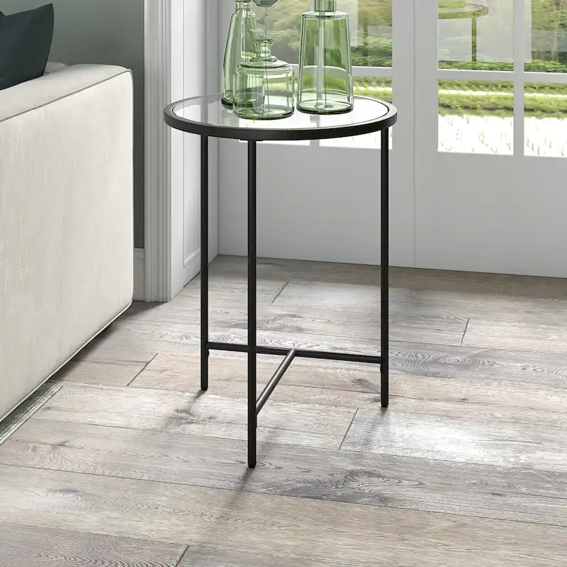 Berenson 18 Wide Round Side Table with Glass Top