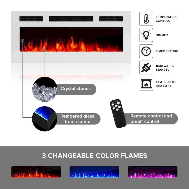 Luxe WH-EF Wall Mounted Electric Fireplace Modern 72 TV Stand