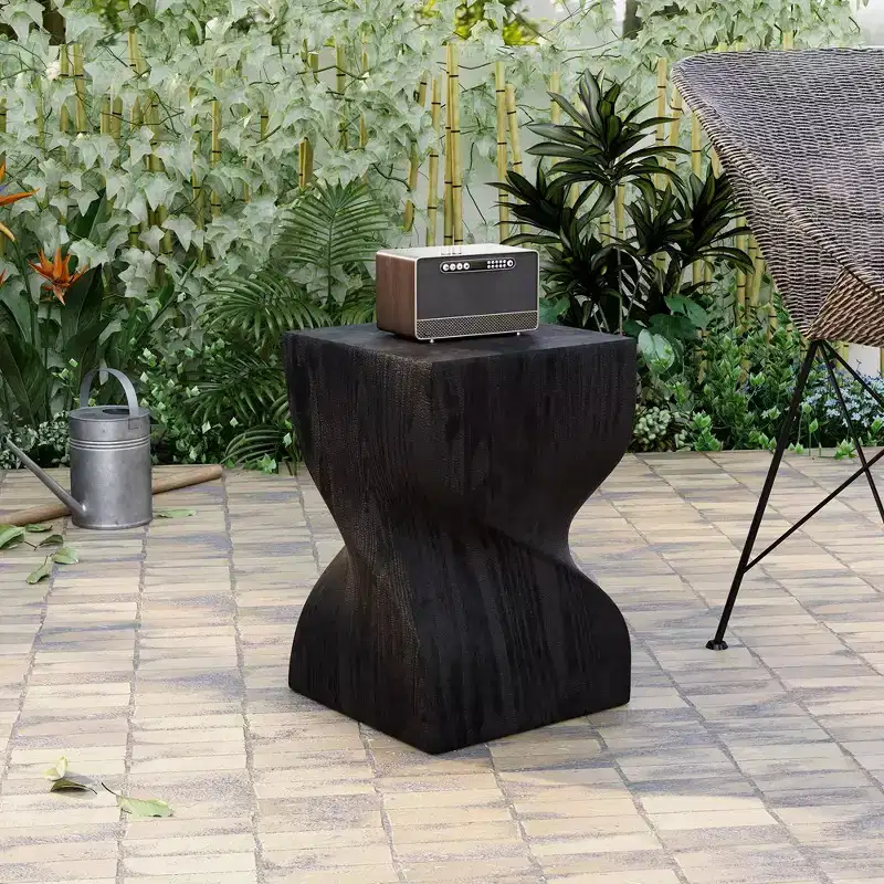 LeisureMod Onyx Series Square Side Table  Modern Fiberstone End Table, Fully Assembled Accent Table for Living Room, Bedroom, Office, Entryway Decor