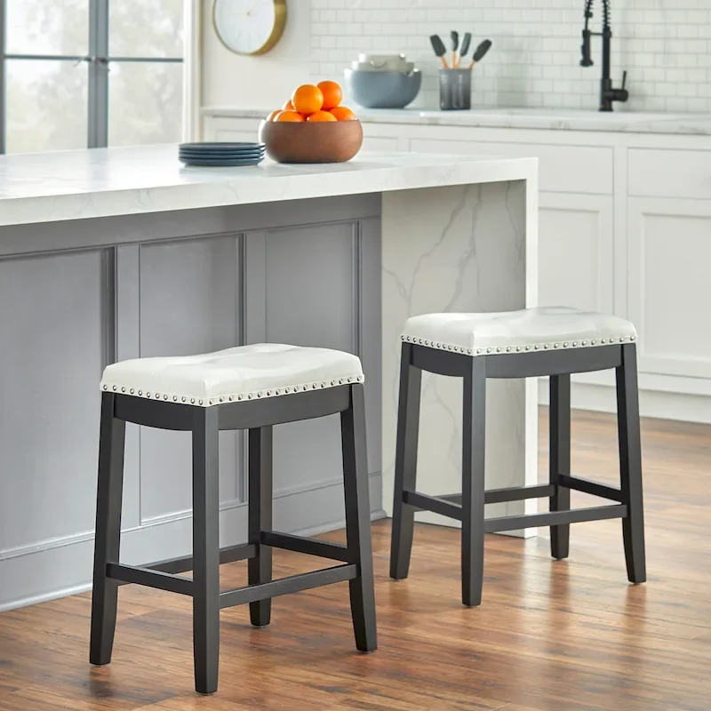 Simple Living Lonnie 24-inch Padded Counter Height Saddle Stools (Set of 2)