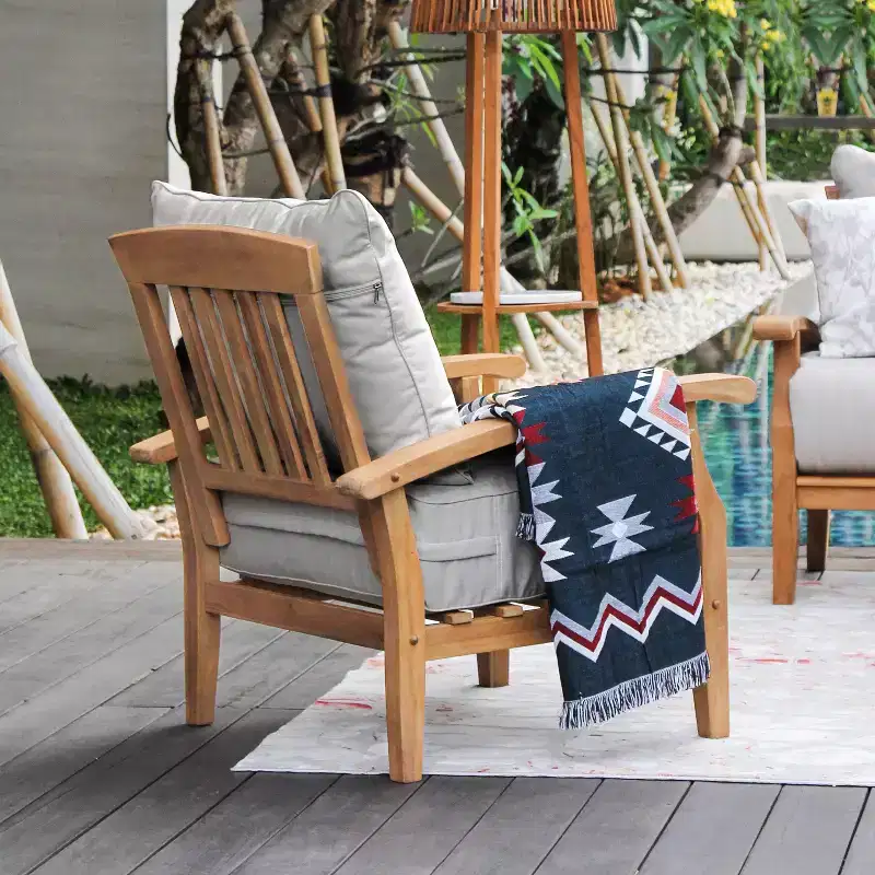 Sonoma Lane Amherst Teak Outdoor Lounge Chair With Zippered Cushions