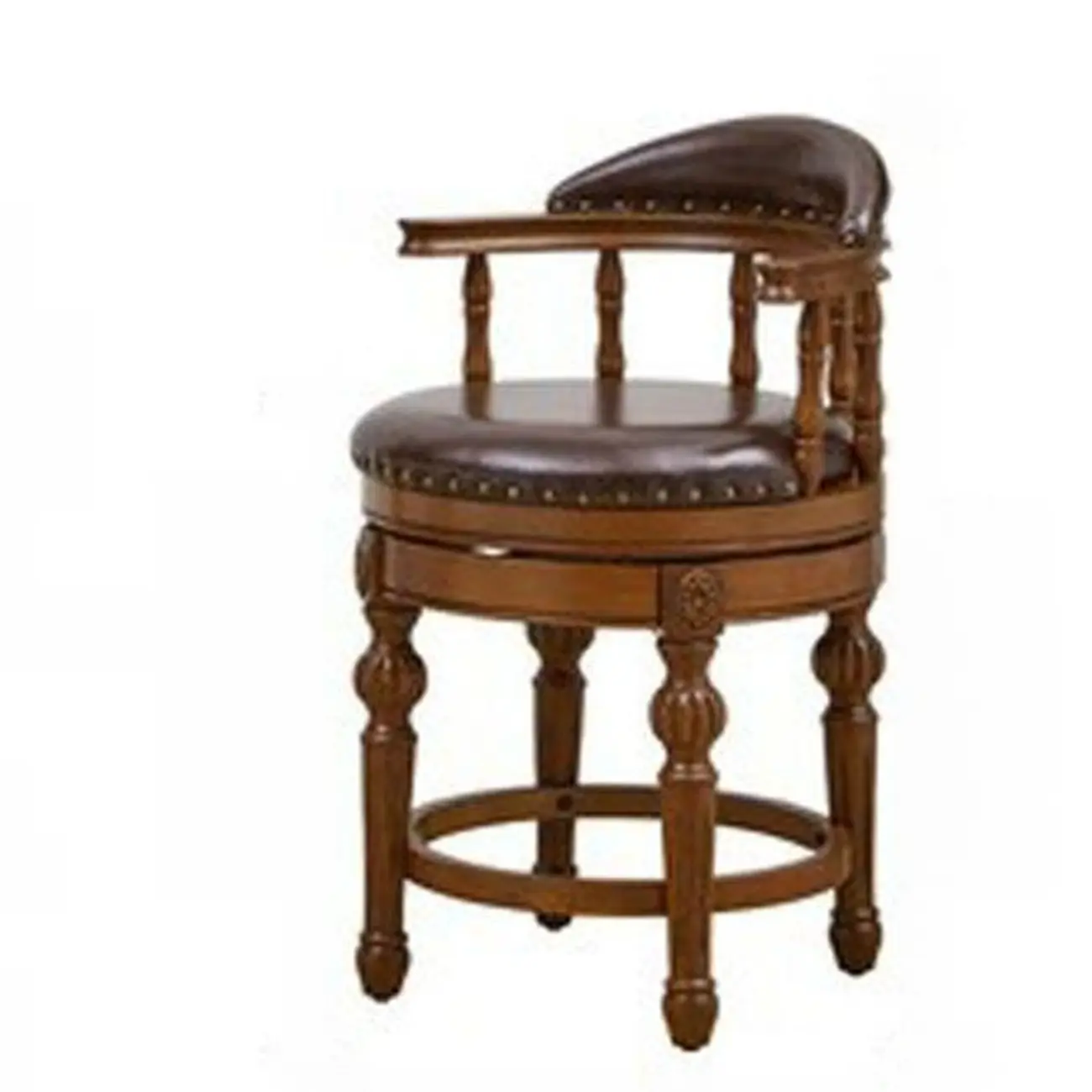 Traditional Brown Rubberwood Cushioned Bar Stools