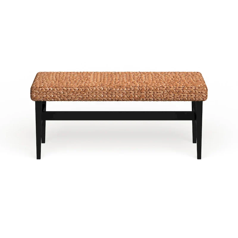 SEI Furniture Terraza Black Natural Woven Bench