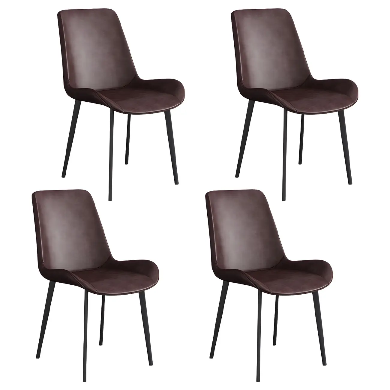 Sloped Armless Leather Upholstered Parsons Dining Chair