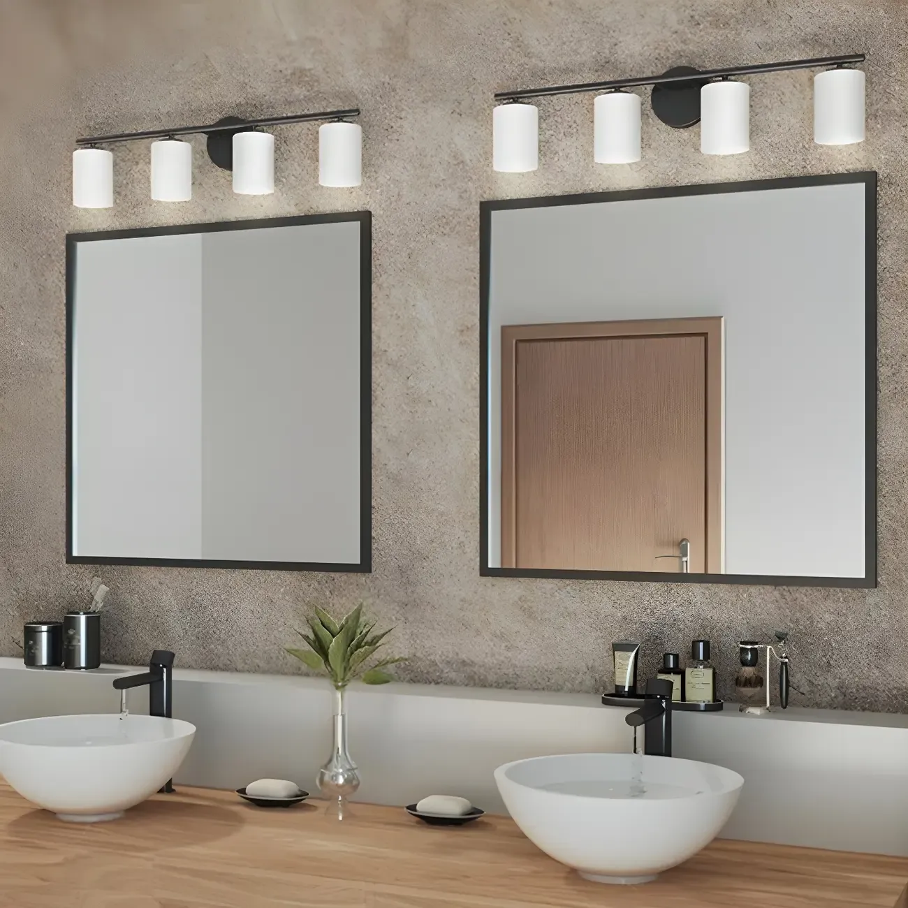 Industrial Metal Cylinder Glass Bathroom Vanity Light