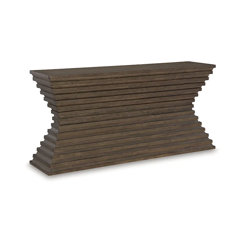 Brown Contemporary Sofa Console Table with Veneer Top – Single