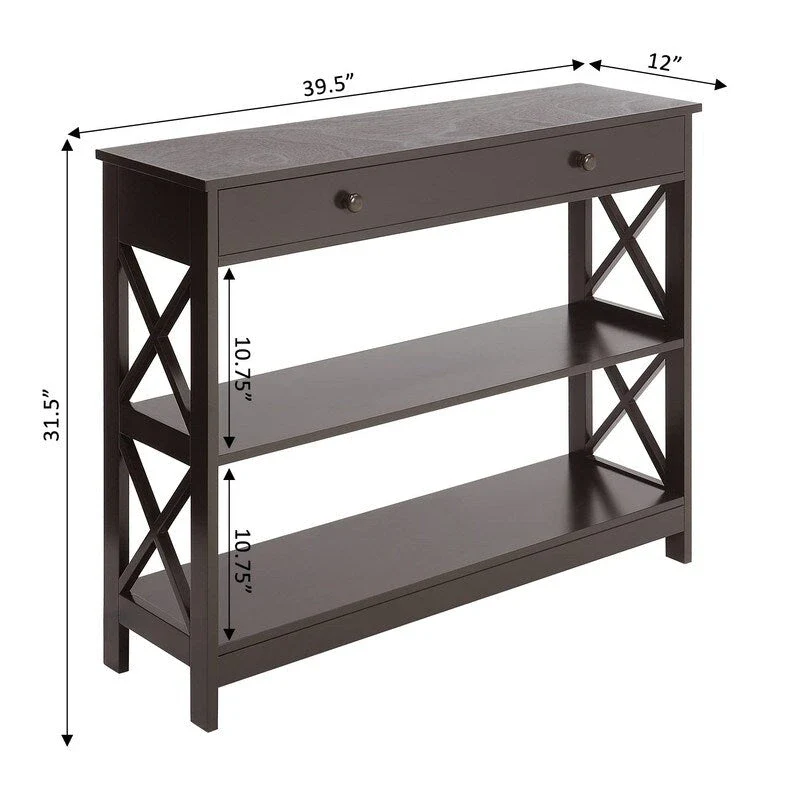 1 Drawer Console Table with Shelves - 11.75D x 39.25W x 31.5H