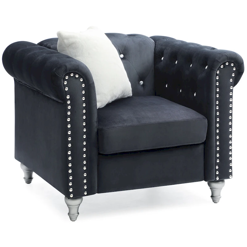 Raisa Velvet Crystal Accent Chair