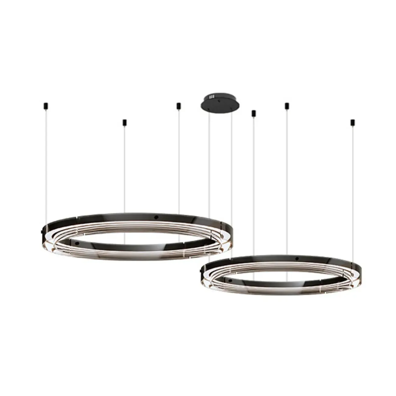 Modern LED Round Metal Chandelier with Flexible Height