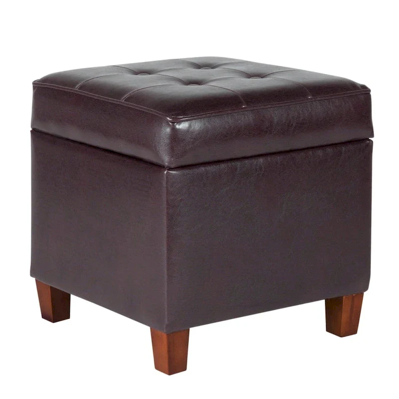Porch & Den Bittern Square Tufted Faux Leather Storage Ottoman