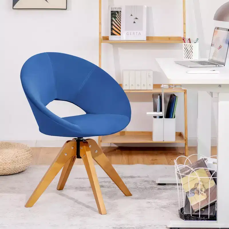 Costway Mid Century Modern Swivel Accent Chair Fabric Armchair Velvet Living Room Pink\Blue\Green\Grey