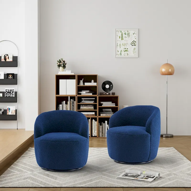 Ouyessir Modern Teddy Upholstered Swivel Barrel Chair(Set of 2)