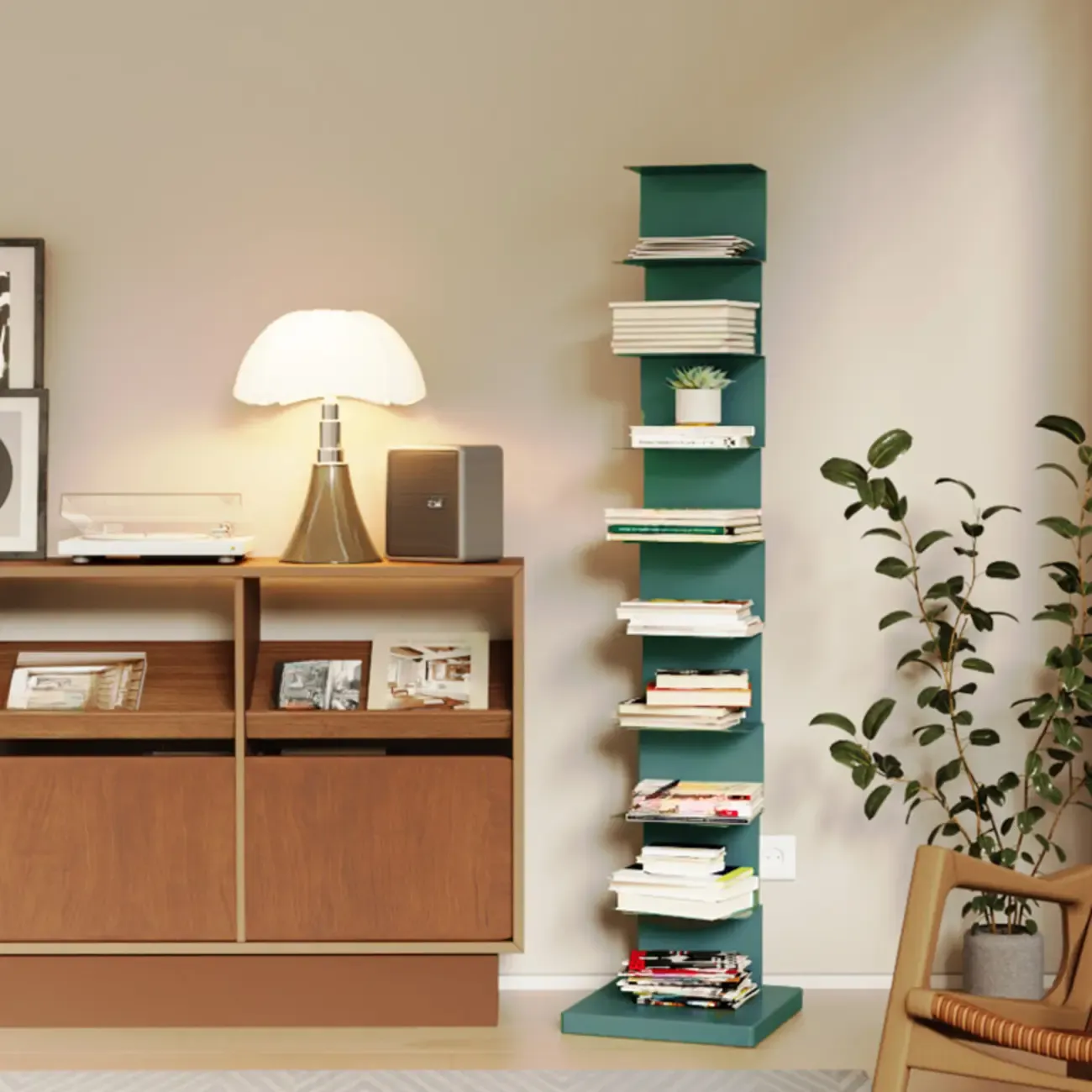 Simple Vertical Metal Rectangular Etagere Bookcase