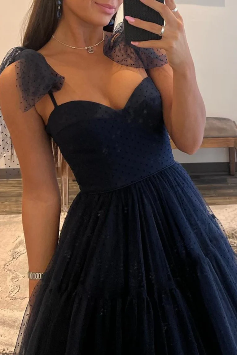 A-line Sweetheart Dot Tulle Prom Dress