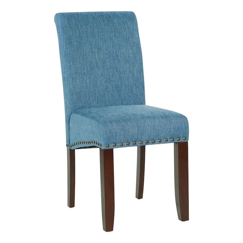Brown Faux Leather Parsons Dining Chair with Nailhead Trim, 1-Person