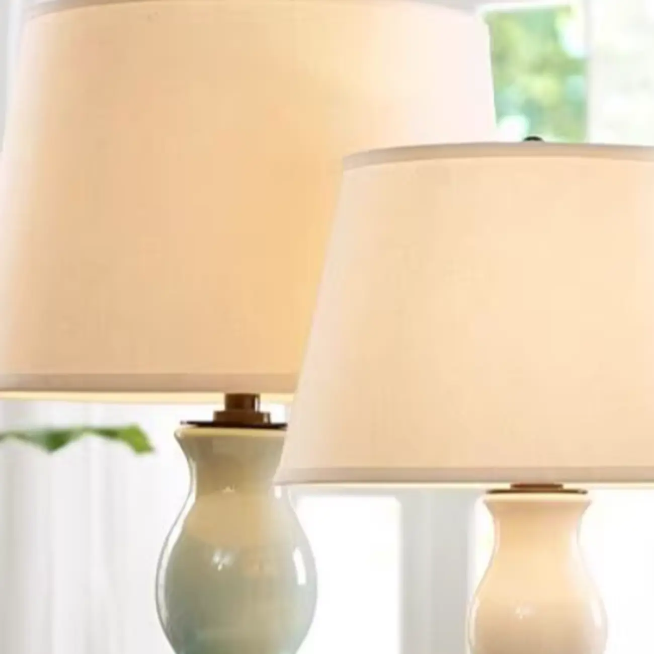 Elegant White Ceramic LED Table Lamp with Fabric Shade