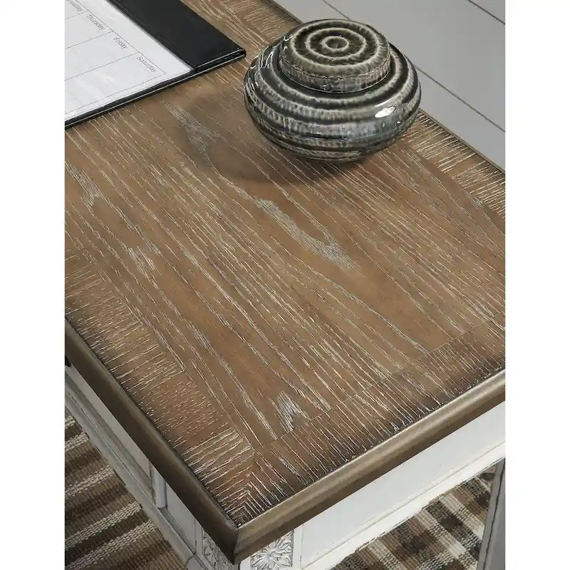 Realyn Antique White/Brown 2-Piece Home Office Desk