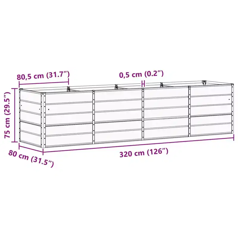 vidaXL Planter Anthracite 240 x 80 x 75 cm Steel