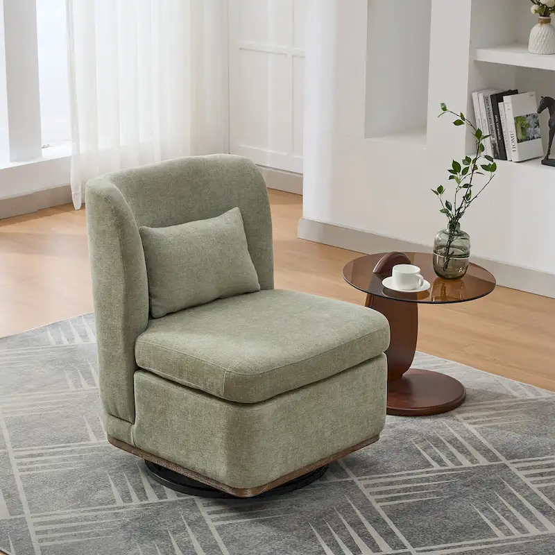 Chenille Swivel Accent Chair with Metal Base