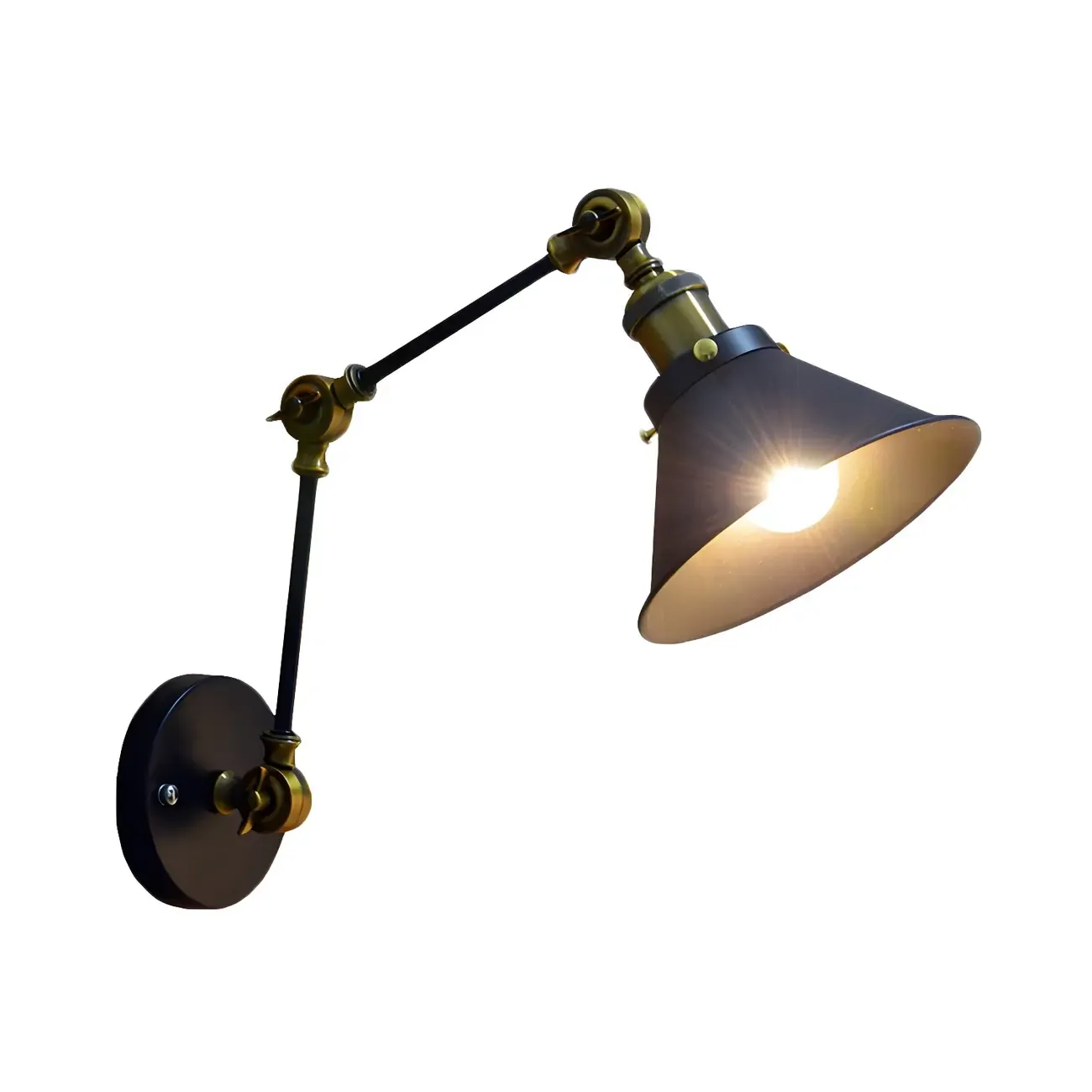 Modern 6.5 Black Swing Arm Wall Sconce with Metal Shade