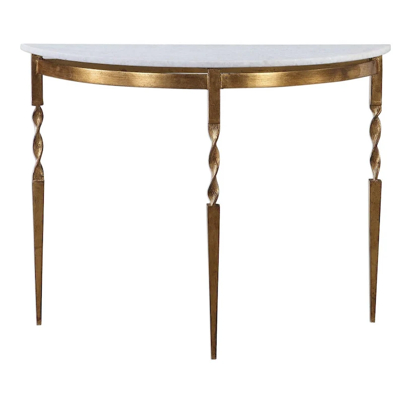 Imelda 40 Long Marble Top Iron Console Table