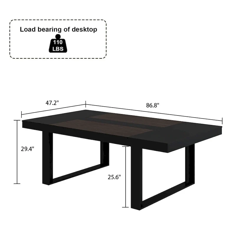 Business Furniture 86.6W x 47.2D Conference Table with Wood Base Desk