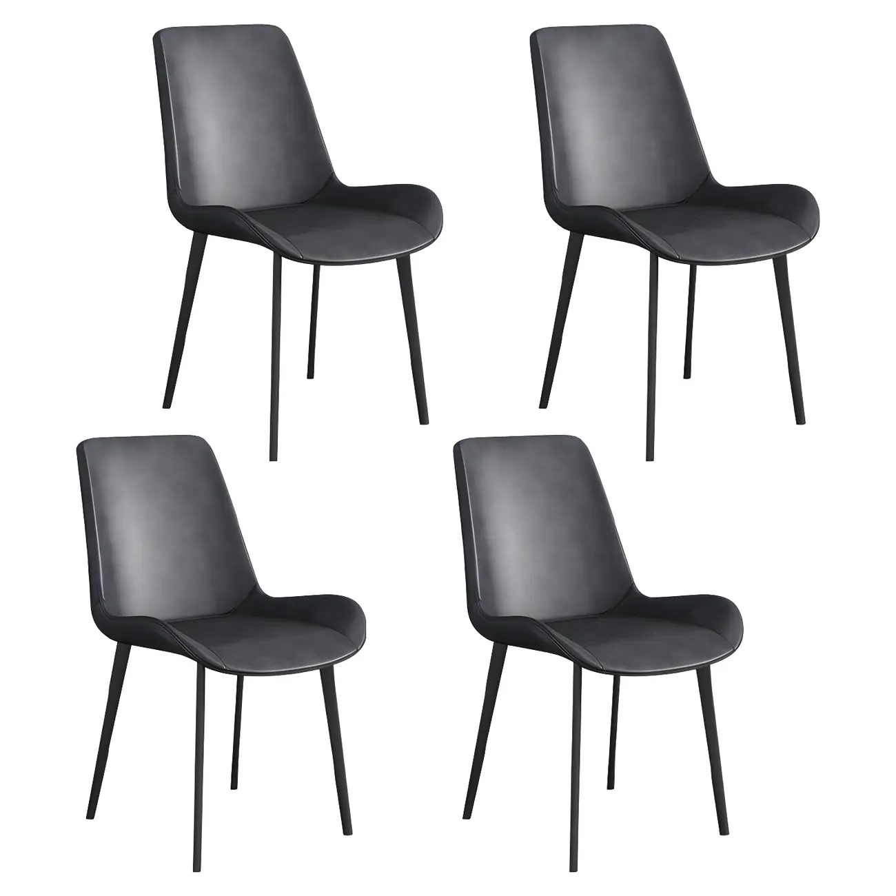 Sloped Armless Leather Upholstered Parsons Dining Chair