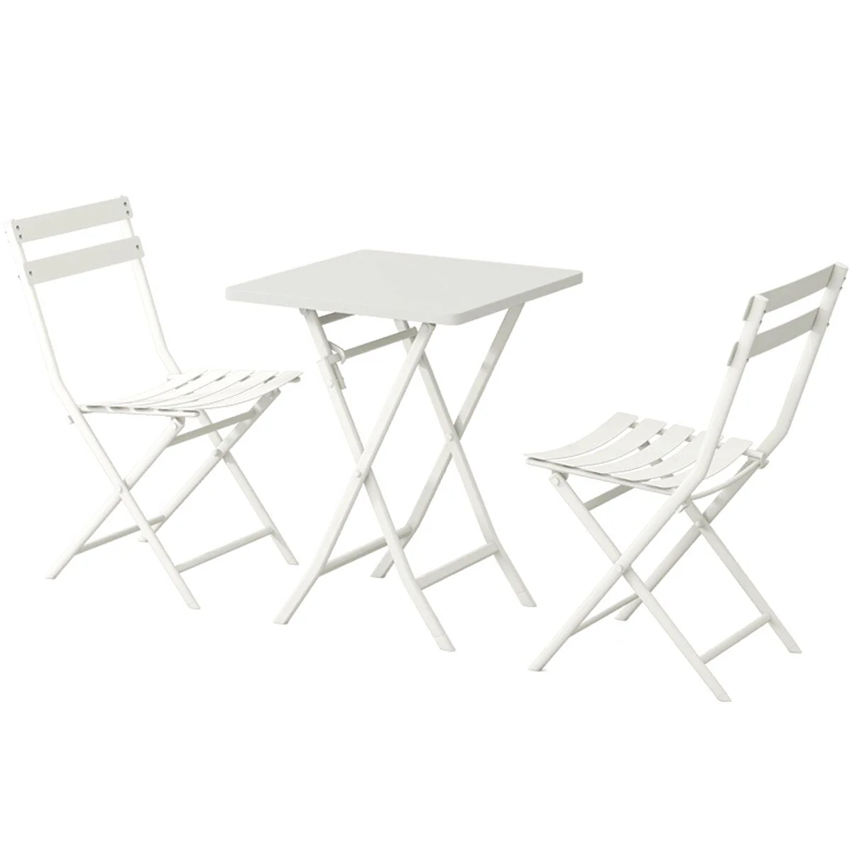 3 Piece Patio Minimalist Bistro Set Foldable Square Table & Chairs - 3-Piece