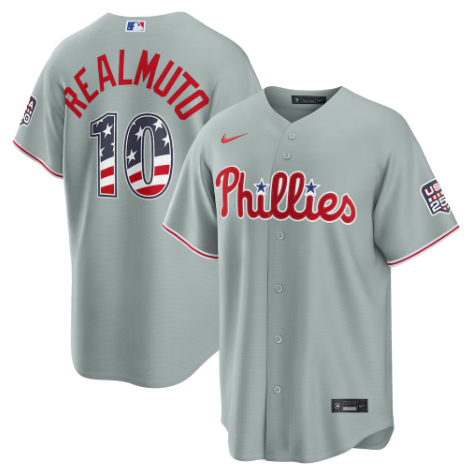 Philadelphia Phillies J.T. Realmuto Gray USA 250 Fourth of July Road Stadium Jersey