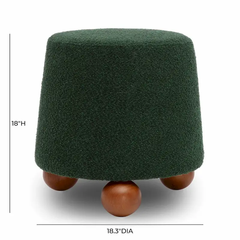 Chocolate Brown Boucle Upholstered Stool - Small