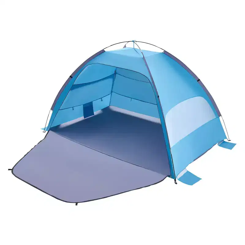 VEVOR Beach Tent Sun Shelter for 4 Person, UPF 50+ Protection, Portable Sun Shade Canopy with Carrying Bag & Sand Pockets, Lightweight, Blue